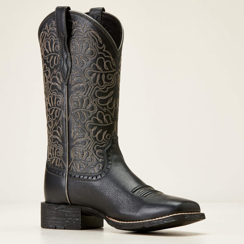 Ariat® Women's Round Up Remuda Wide Square Toe Western Black Boot 10034024