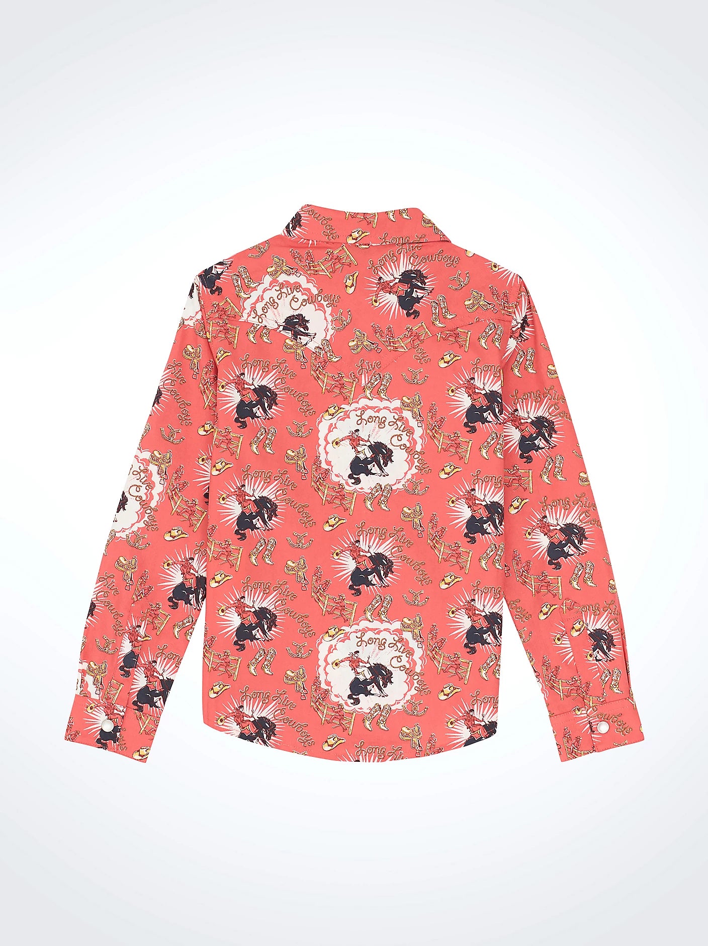 Wrangler® Girl's Cowboy Horse Print Western Snap Shirt 112367473