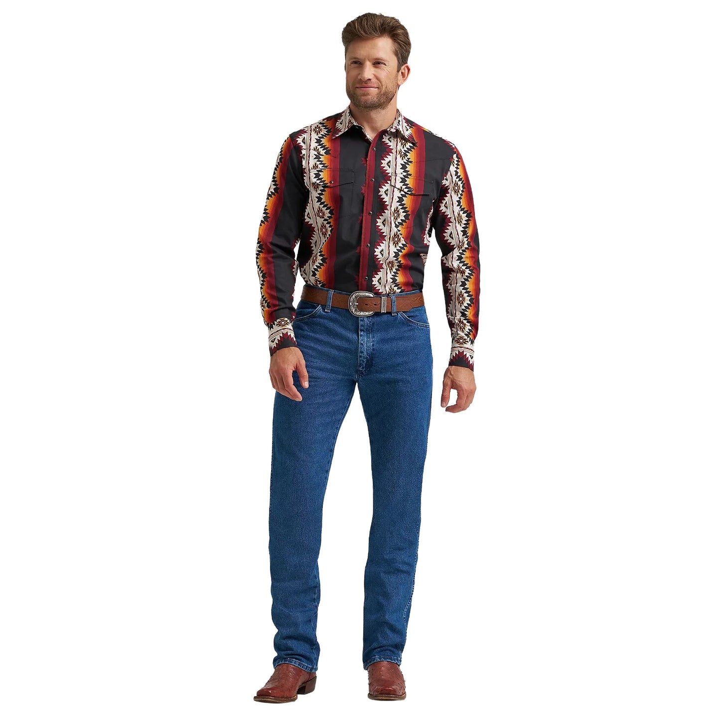 Wrangler® Men's Checotah Black Fire Button Down Shirt 112367723