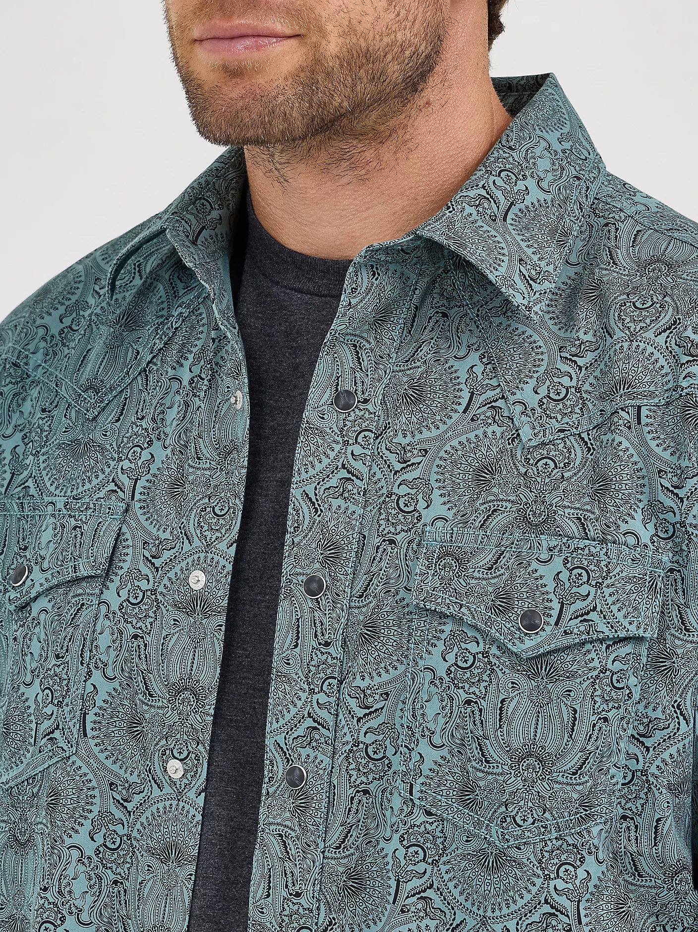 Wrangler® Retro® Men's Premium Long Sleeve Western Snap Printed Shirt 112368221