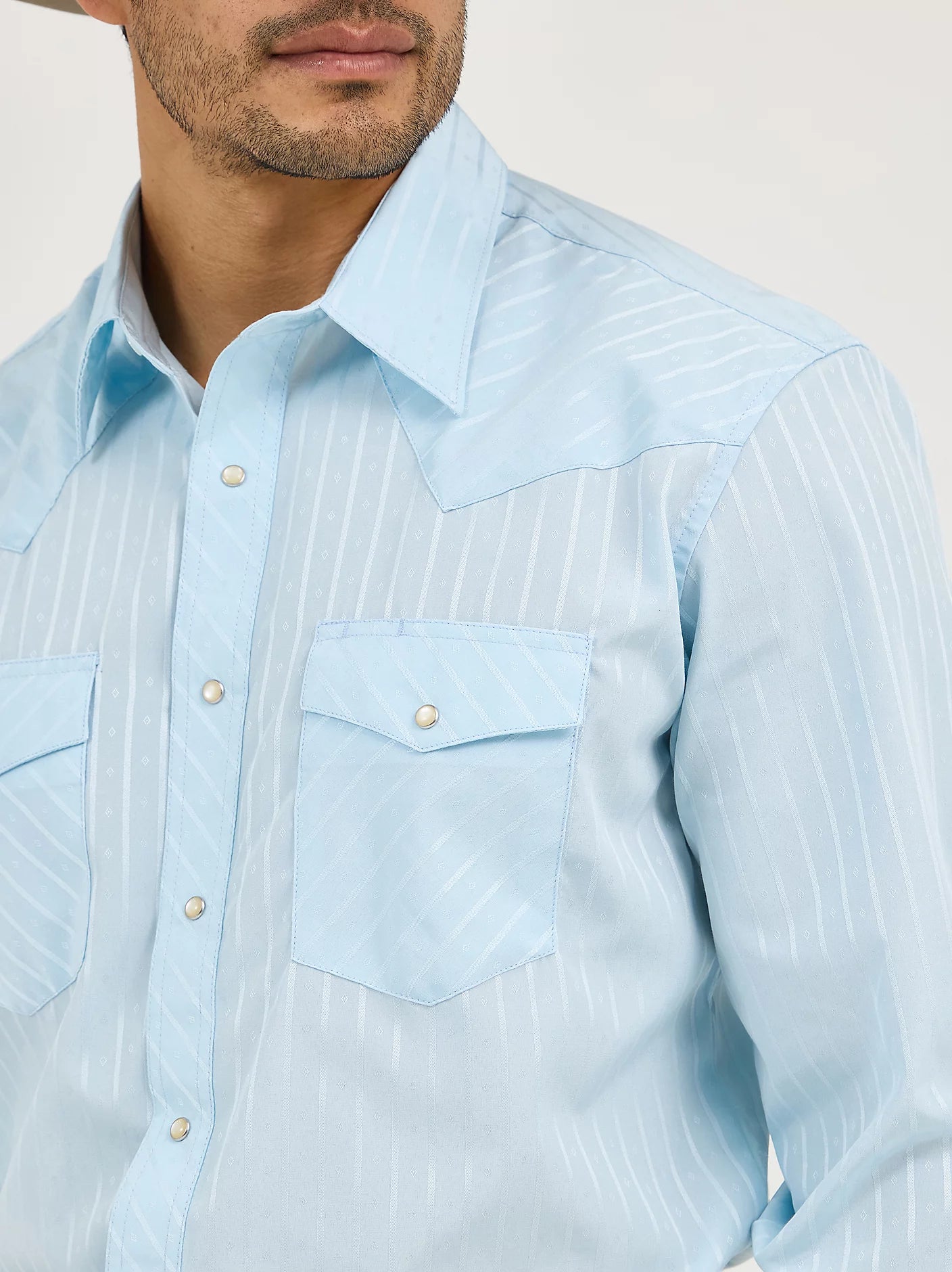 Wrangler® Western Long Sleeve Western Snap Dobby Stripe Shirt 75222BL