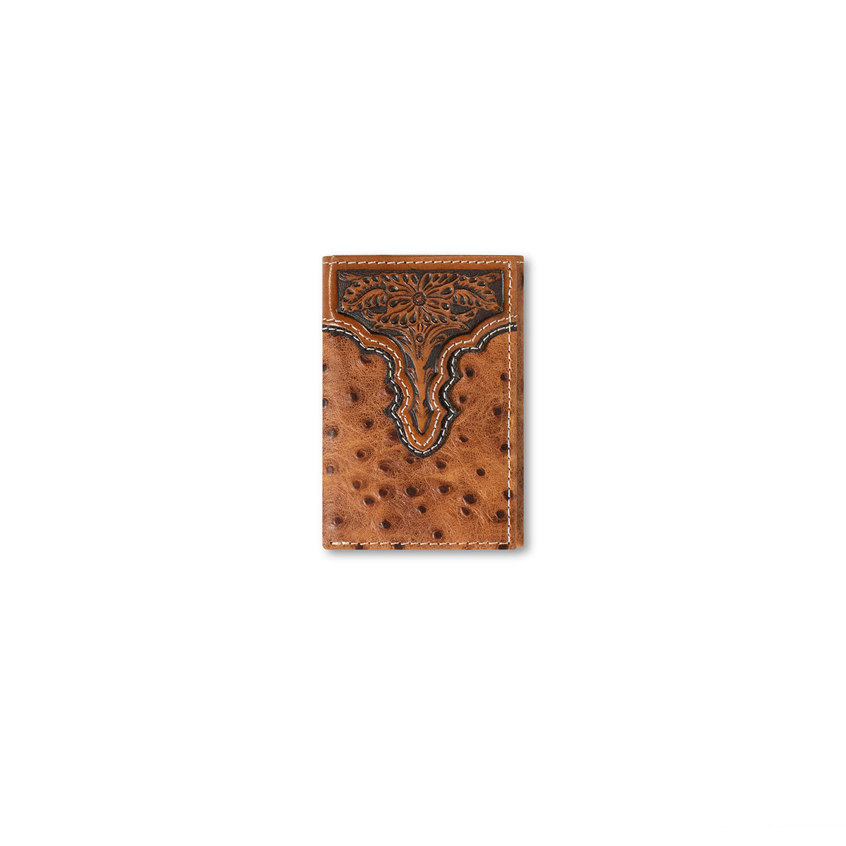 Ariat® Trifold Wallet Ostrich Floral Embossed Brown A3553202
