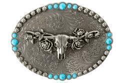 Blazin Roxx® Women's Buckle Oval Longhorn Roses 37959
