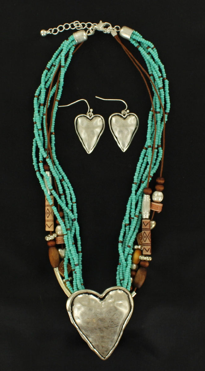 Blazin Roxx® Necklace Set Silver Heart Pendant Multi Strand 3052433