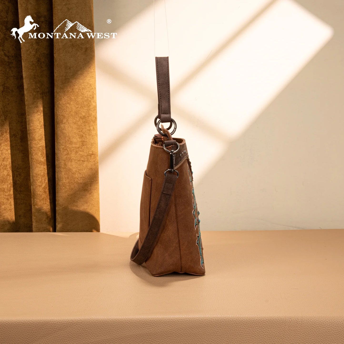 Montana West® Embroidered Boot Scroll Top Handle Crossbody With Coin Pouch MW1344-8319BR