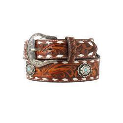 Nocona® Women's Belt 1 7/8" - 1 1/2" Tooled Buck Lacing Tan N320004708
