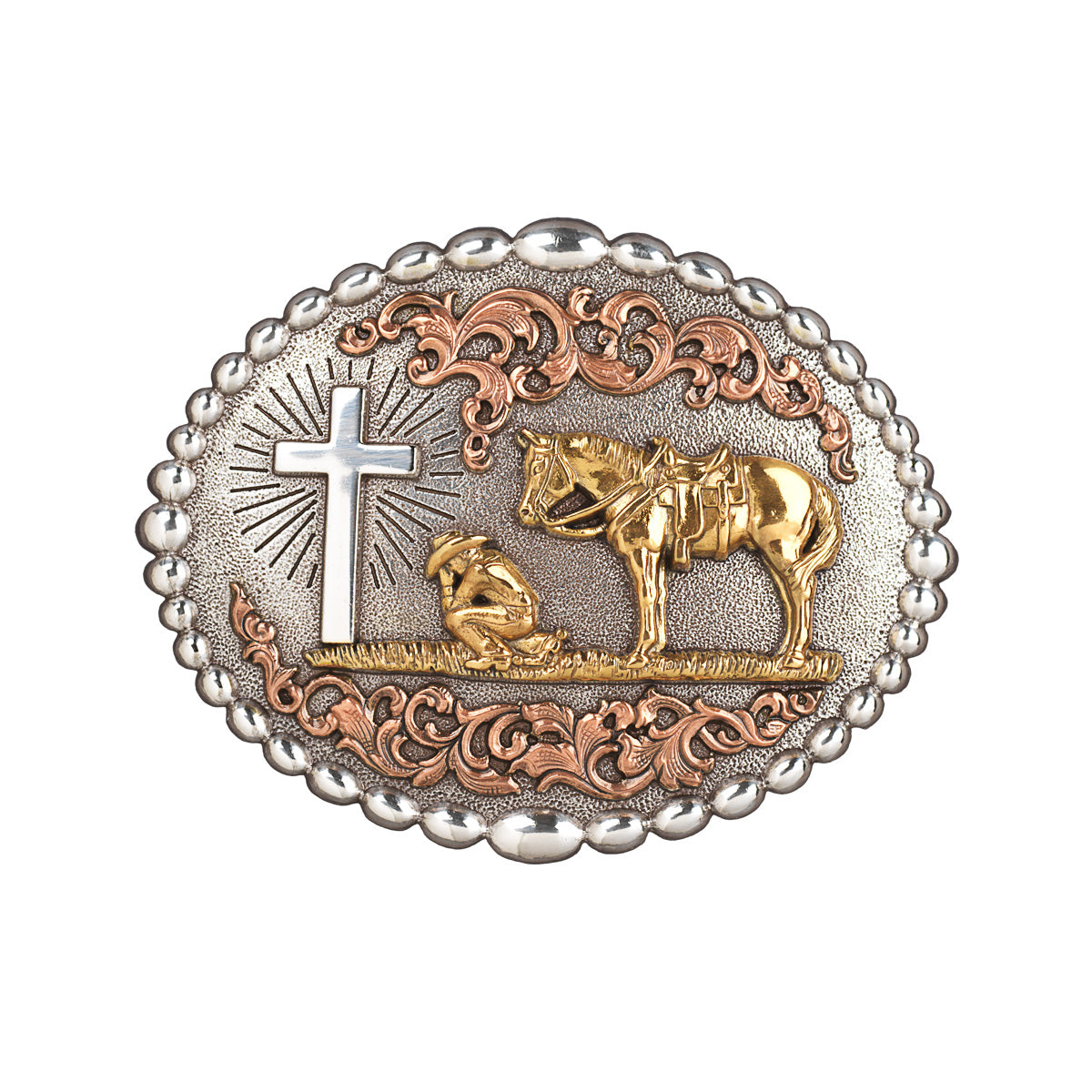 Nocona® Oval Buckle Beaded Edge Praying Cowboy 37915