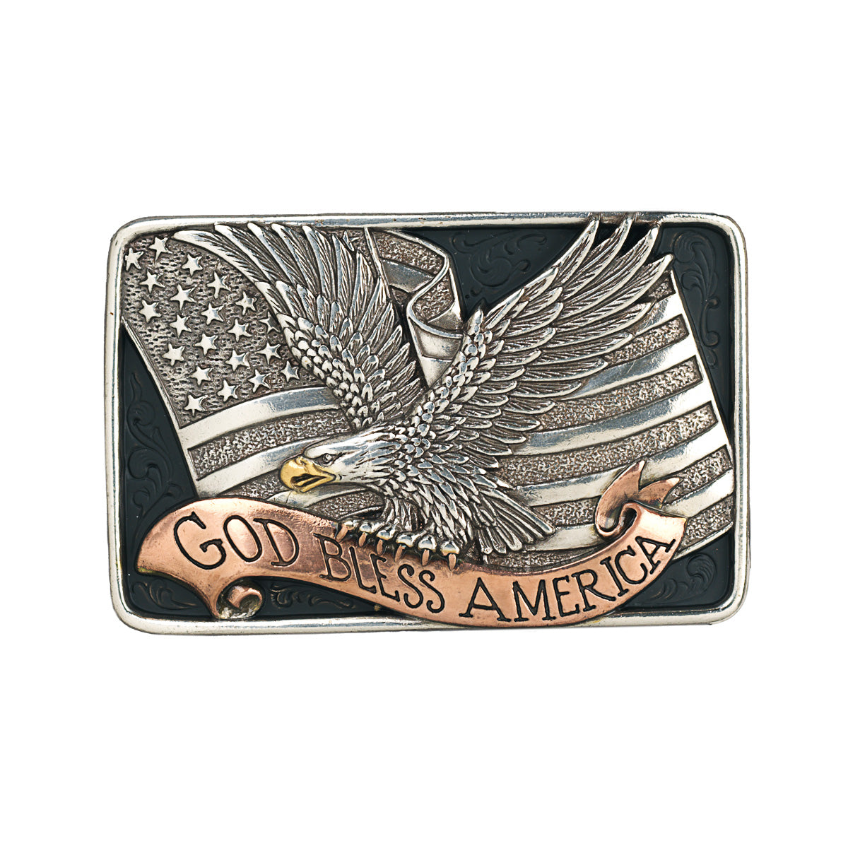Nocona® Rectangle Buckle God Bless America 37913