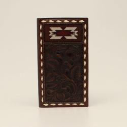 Nocona® Men's Rodeo Wallet Tooled Southwestern Buck Lacing Brown N500038002