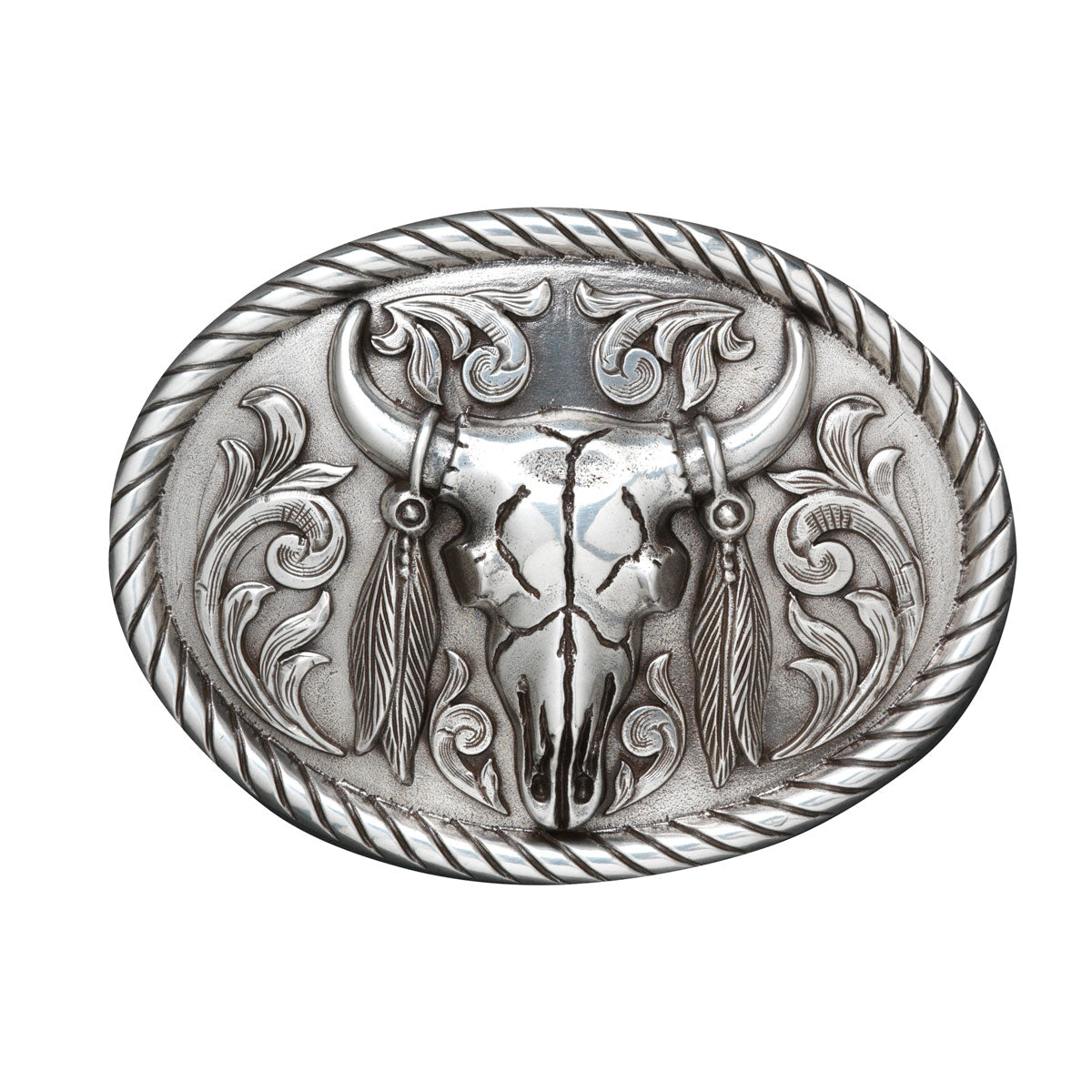 Nocona® Oval Bull Skull Buckle Silver 37030