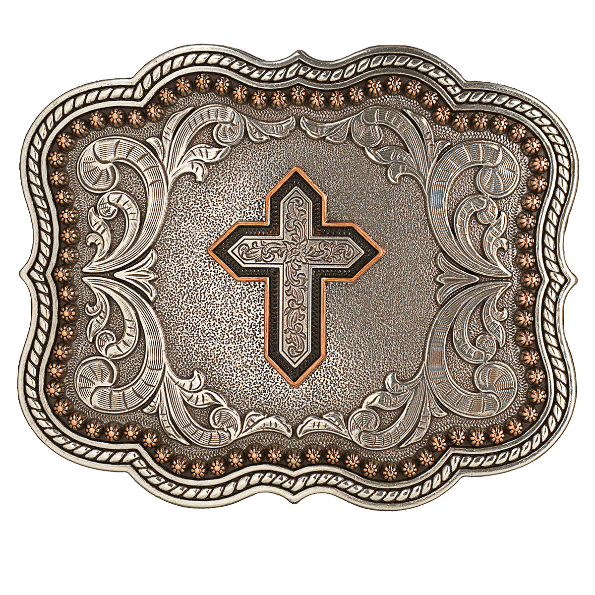 Nocona® Rectangle Scalloped Copper Cross Buckle 37911