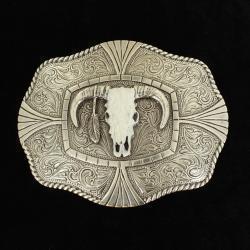 Nocona® Rectangle Rope Edge Skull Head Buckle 37403