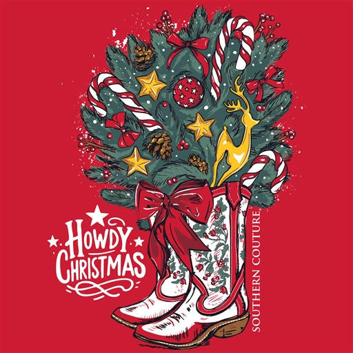 Southern Couture® Women's Classic Howdy Christmas Red T-Shirt SC1453RD