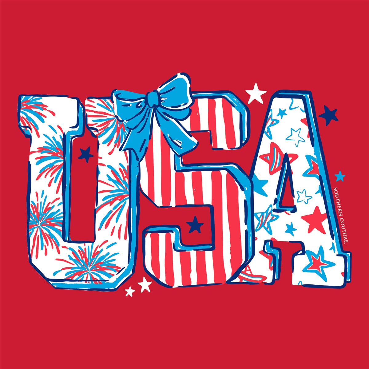 Southern Couture® Women's Soft Pattern Letter USA - Red SC1537RD