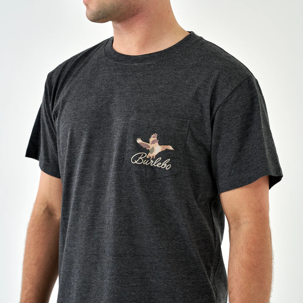 Burlebo® Men's Short Sleeve Tee Ducks Flying In - Heather Black SST-DFI-HB