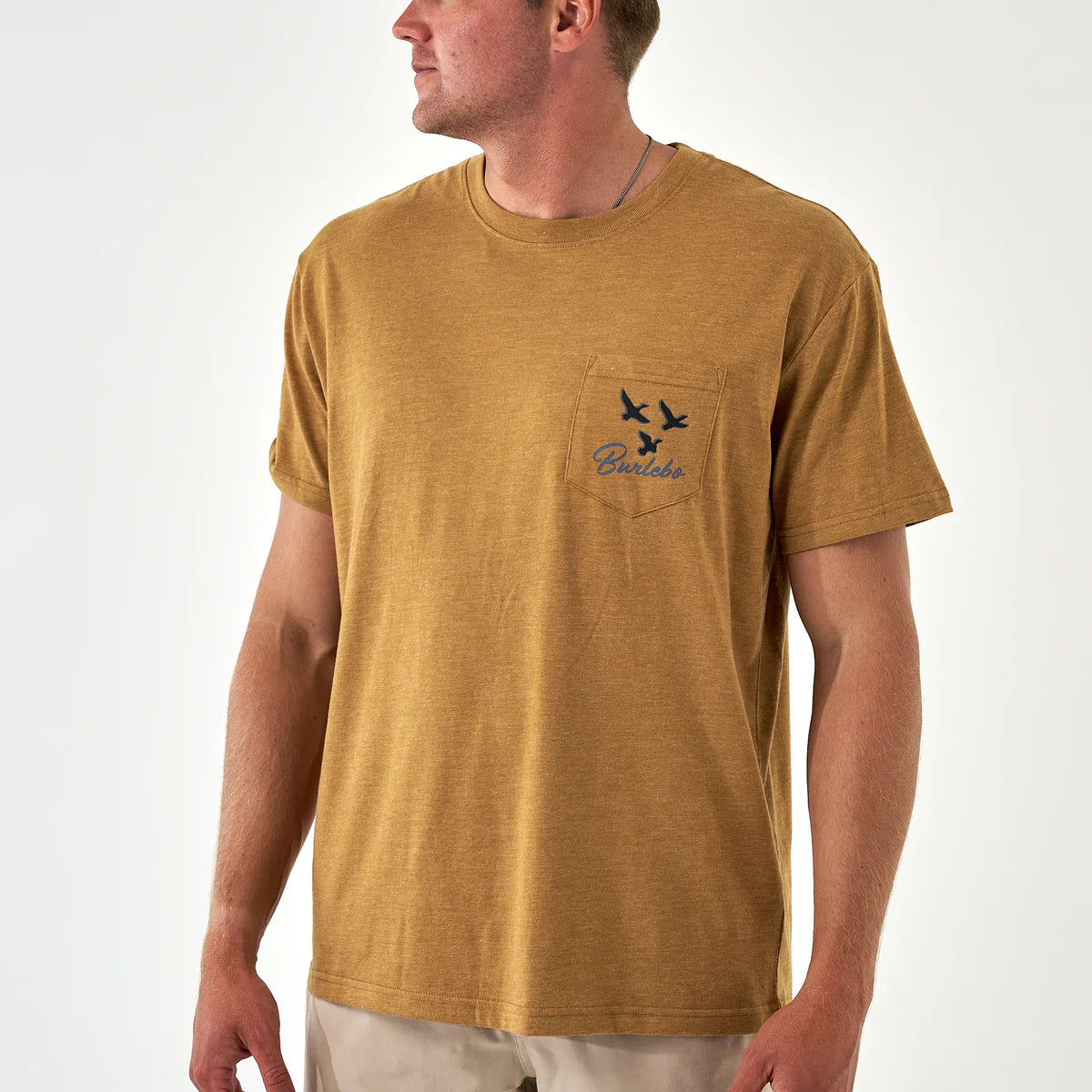 Burlebo® Men's Short Sleeve Tee Duck and Dog - Light Brown SST-DKDG-LB
