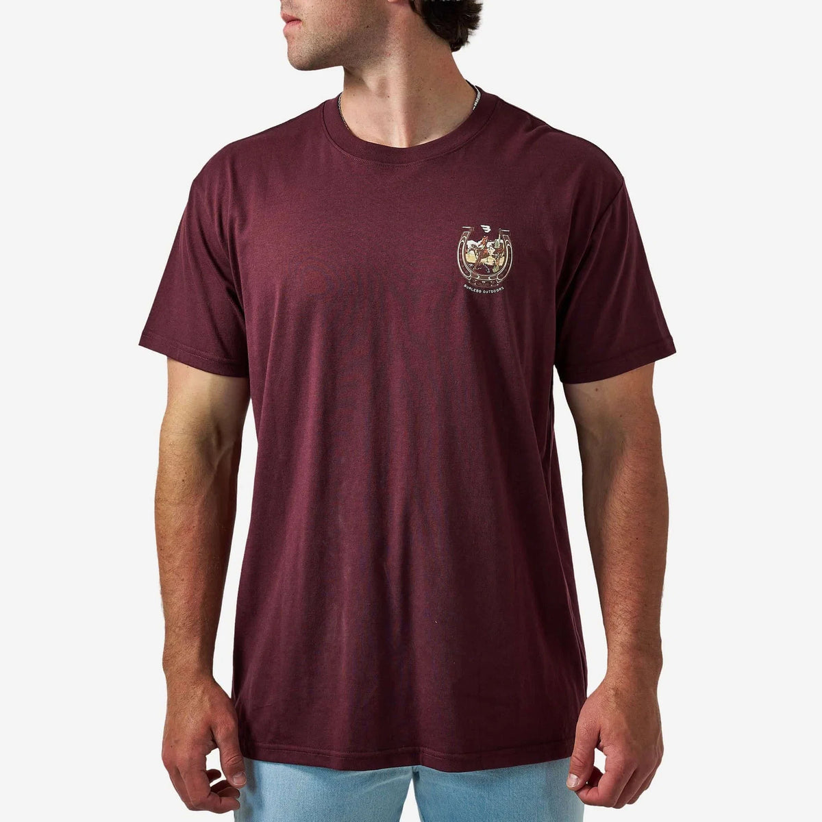 Burlebo® Men's Short Sleeve Tee Horseshoe - Maroon SST-HORS-MAR