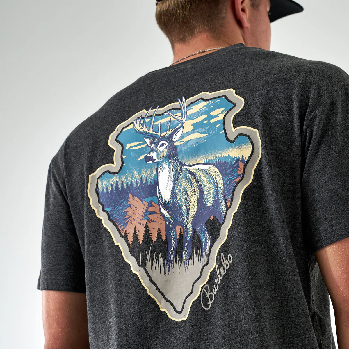 Burlebo® Men's Short Sleeve Tee - Whitetail Season - Heather Black SST-WTSZN-HB