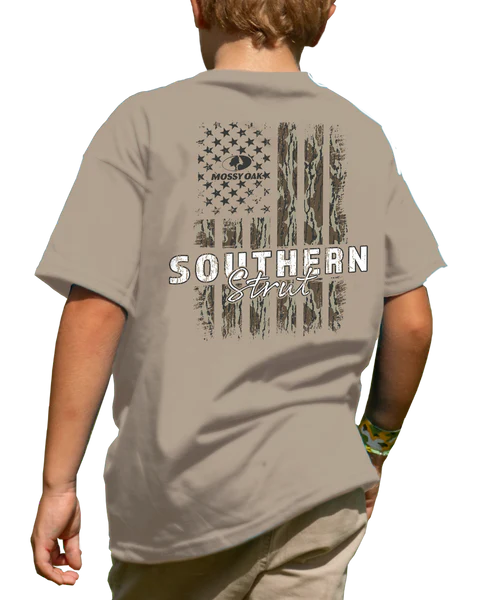 Southern Strut Brand® Kid's Mossy Oak Flag T-Shirt STM007Y
