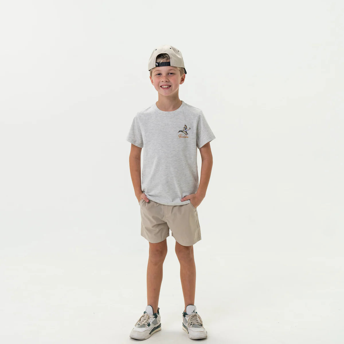 Burlebo® Kid's Tee Pintail Triangle Duck Heather Ash Grey Y-PTRI-SS-AG