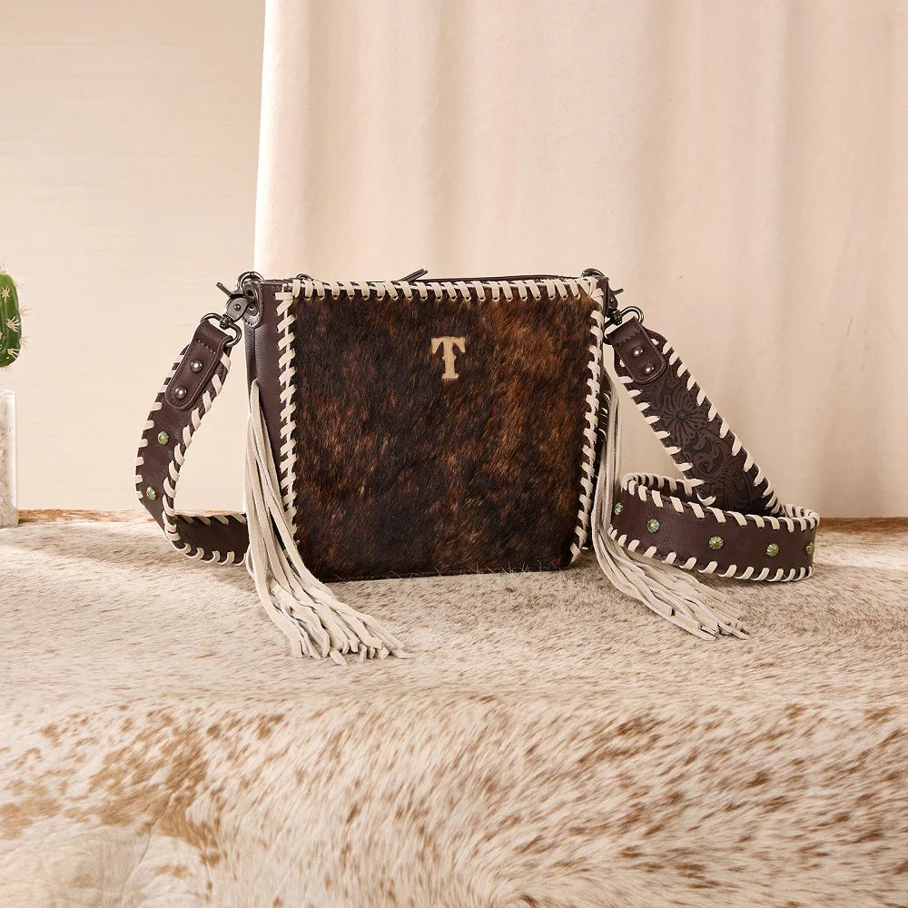 Trinity Ranch® Cowhide Fringe Crossbody Bag Coffee TR207-8360CF