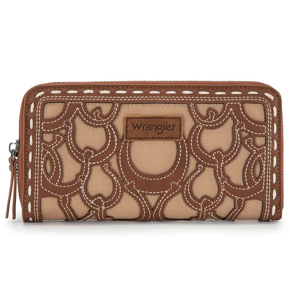 Wrangler® Horseshoe Cutout Zip Around Wallet Brown WG292-W082BR