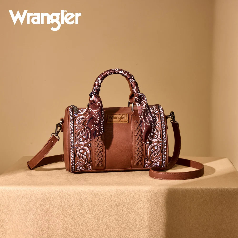 Wrangler® Braided Paisley Bandana Boston Bag Brown WG331-9012BR