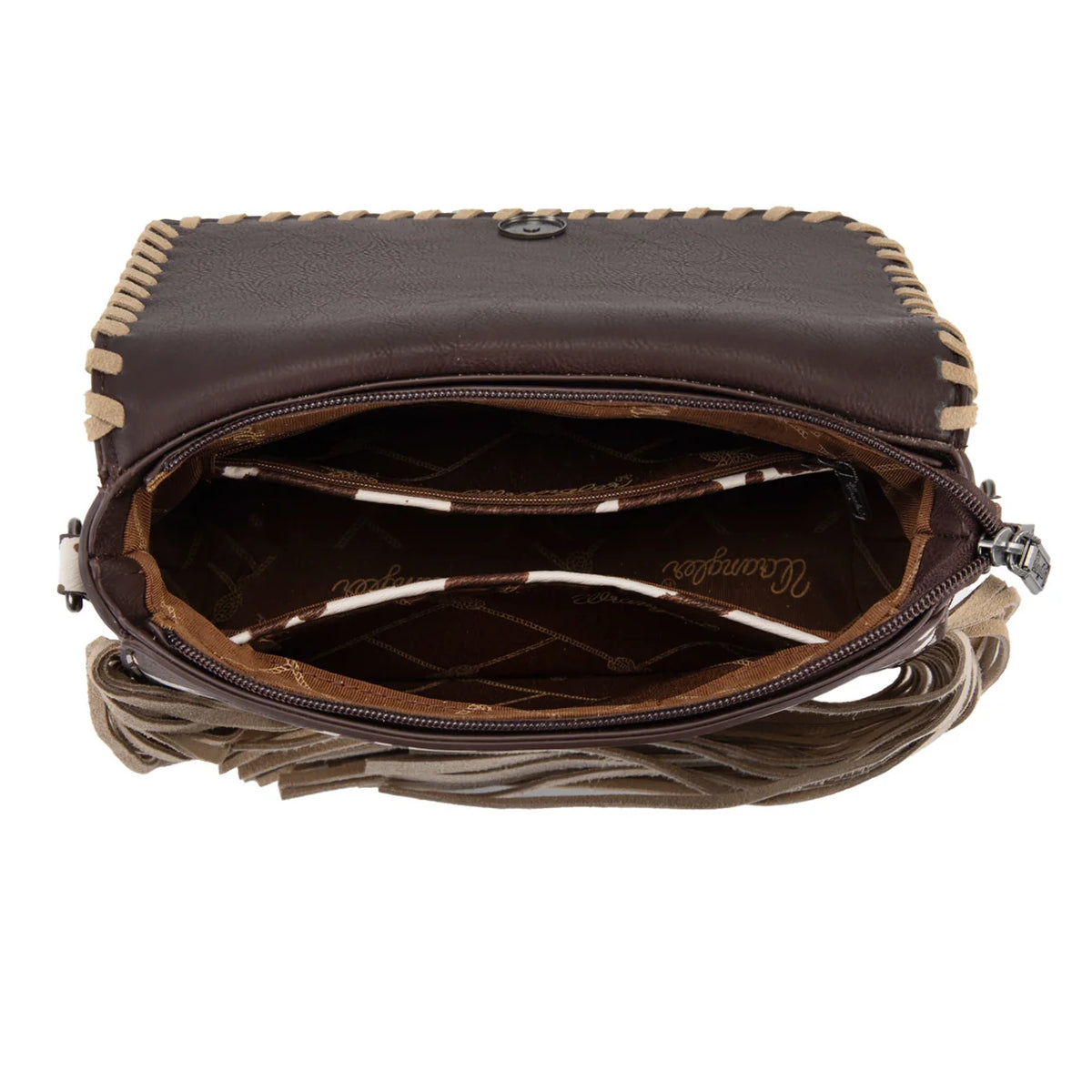 Wrangler® Cow Print Fringe Crossbody Bag WG-HB-444-1818CF