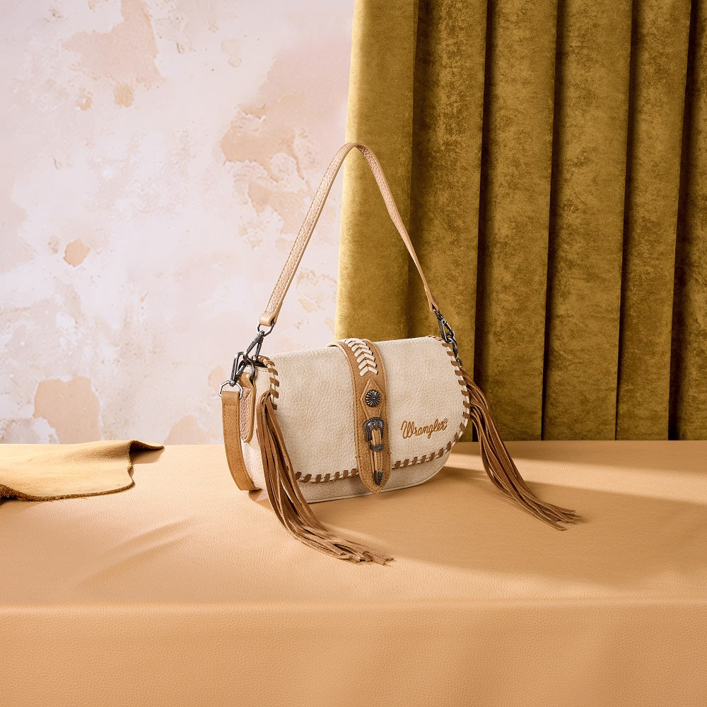 Wrangler® Braided Tassel Saddle Crossbody Bag Tan WG454-2003TN