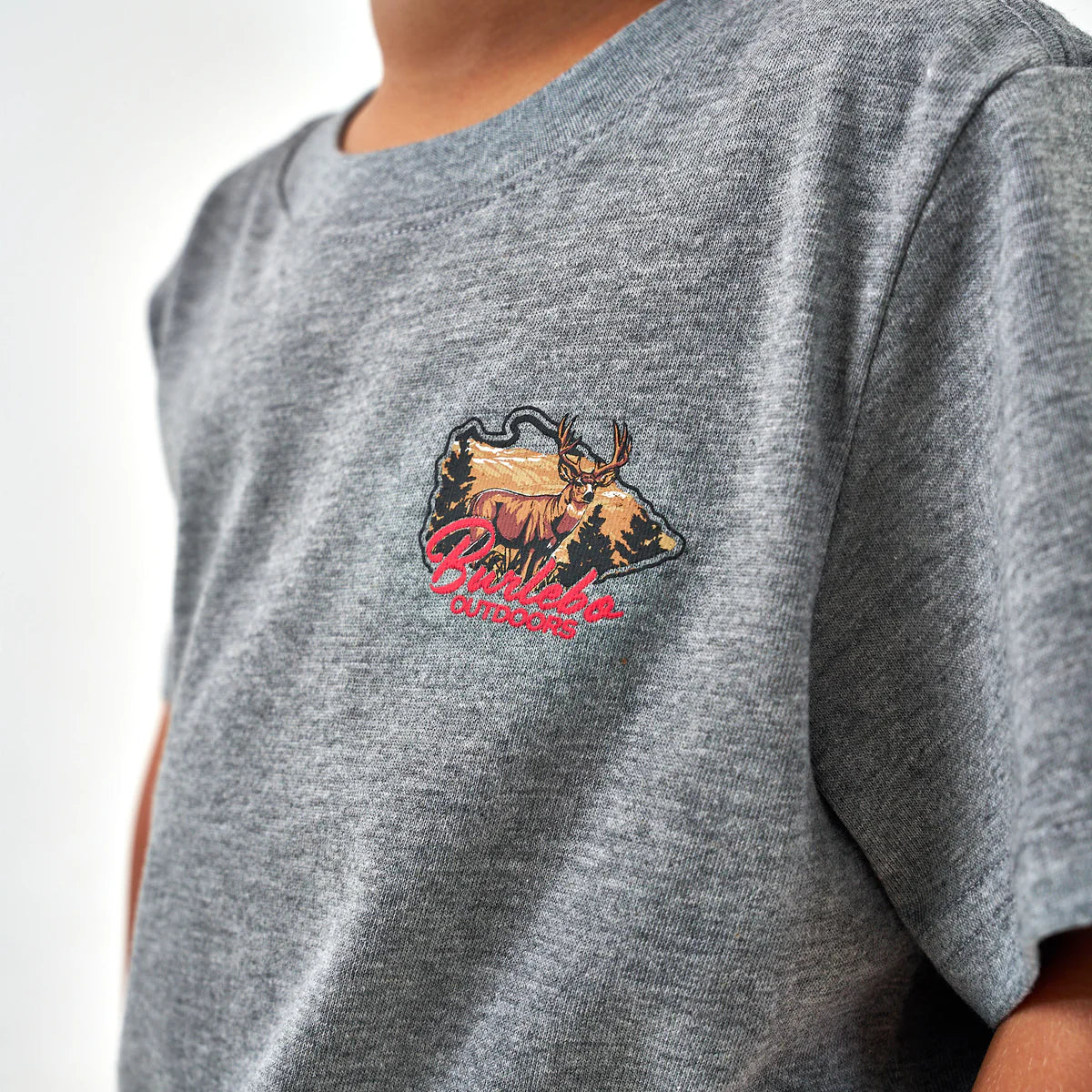 Burlebo® Youth Tee - Hill Country Buck - Dark Heather Grey Y-SST-HCBK-DHG