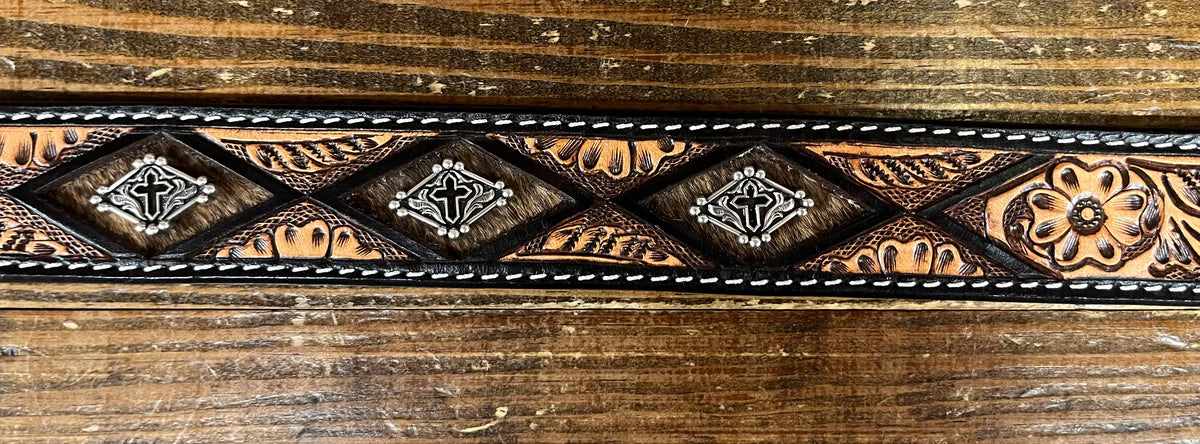 3D® Men's Belt 1 1/2" Calf Hair Cutout Brown D100018102