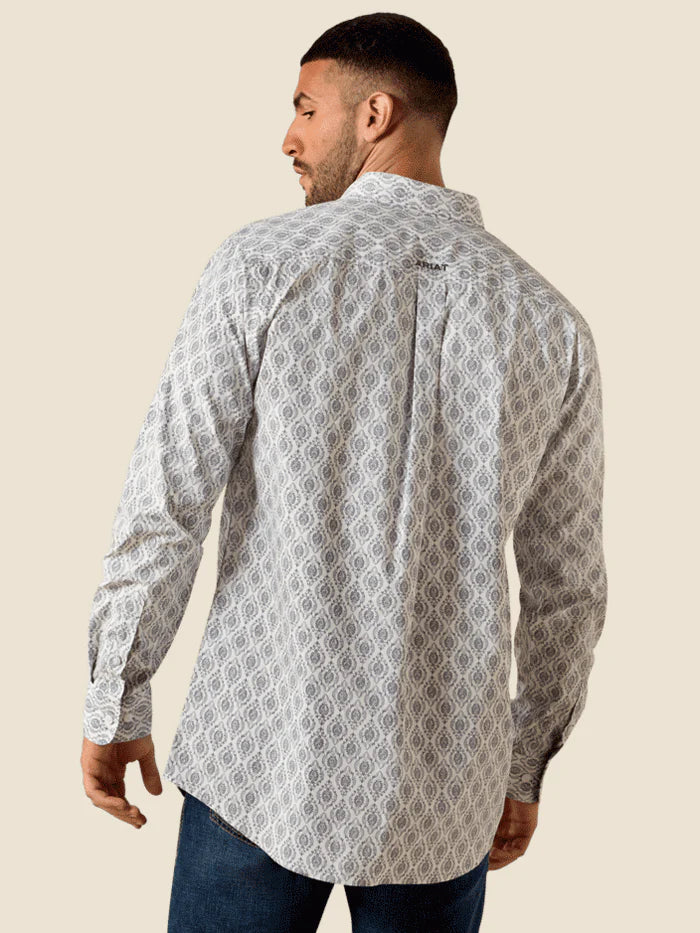 Ariat® Men's White Medallion Poe Fitted Shirt 10071598