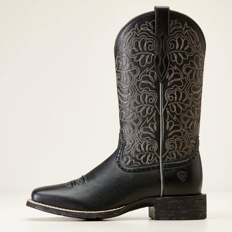 Ariat® Women's Round Up Remuda Wide Square Toe Western Black Boot 10034024