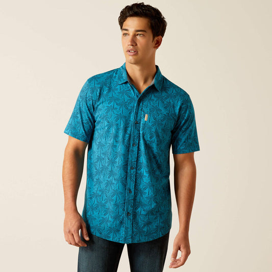 Ariat® Men's Retro Blue Short Sleeve Button Down Shirt 10051366