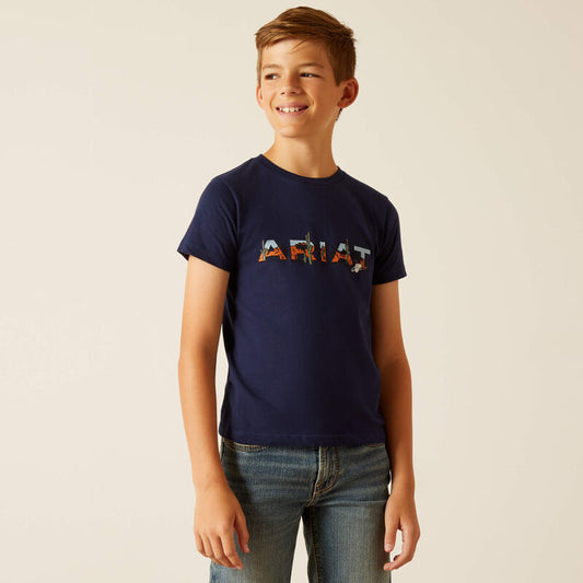 Ariat® Kid's  Logo SW Landscape T-Shirt Dark Navy 10051741