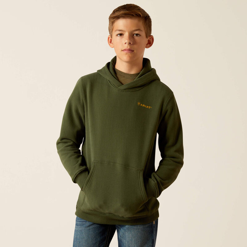 Ariat® Kid's Barbwire Skull Dark Green Hoodie 10052393