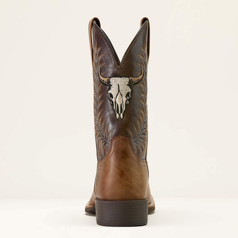 Ariat® Sport Steer Skull Wide Square Toe Cowboy Boot 10064053