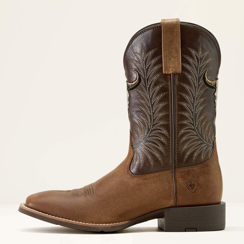 Ariat® Sport Steer Skull Wide Square Toe Cowboy Boot 10064053