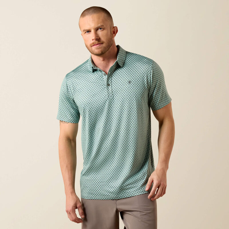 Ariat® Men's All Over Print Heathered Fitted Polo 10073585
