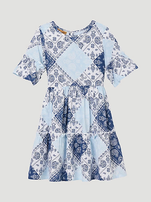 Wrangler®  Girl's Bandana Baby Doll Dress in Blue 112344286