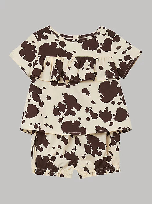Wrangler® LITTLE GIRL'S COW PRINT OUTFIT SET IN BROWN/CREAM 112344405