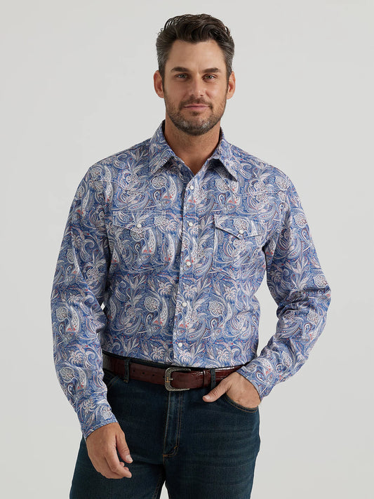 Men's 20X® Competition Advanced Comfort Long Sleeve Two Pocket Western Snap Shirt Blue 112346039