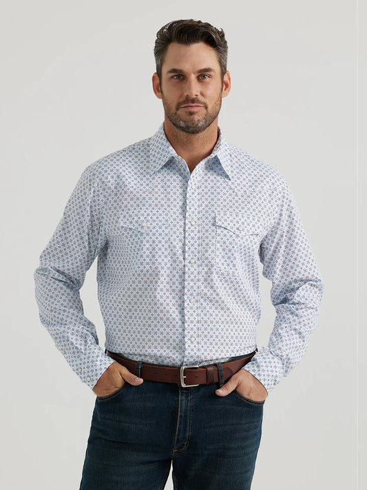 Men's 20X® Competition Advanced Comfort Long Sleeve Two Pocket Western Snap Shirt Blue VIibes 112346040