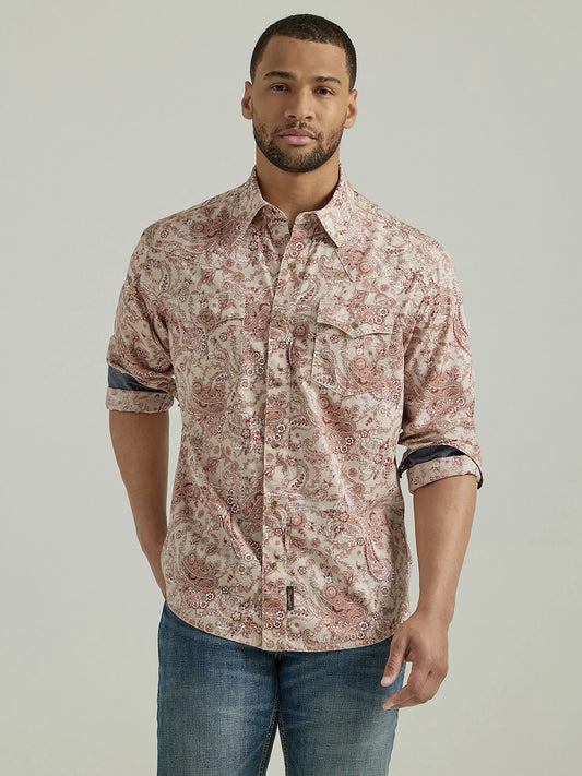 Wrangler® Men's Retro Premium Western Snap Print Shirt In Paisley 112346602