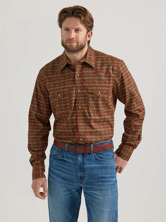 Wrangler® Men's 20X® Competition Advanced Comfort Long Sleeve Western Snap Shirt in Gold Record 112352210