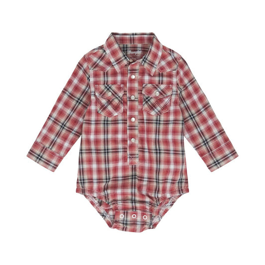 Wrangler® Infant Boys' Plaid Print Long Sleeve Snap Western Onesie 112352767