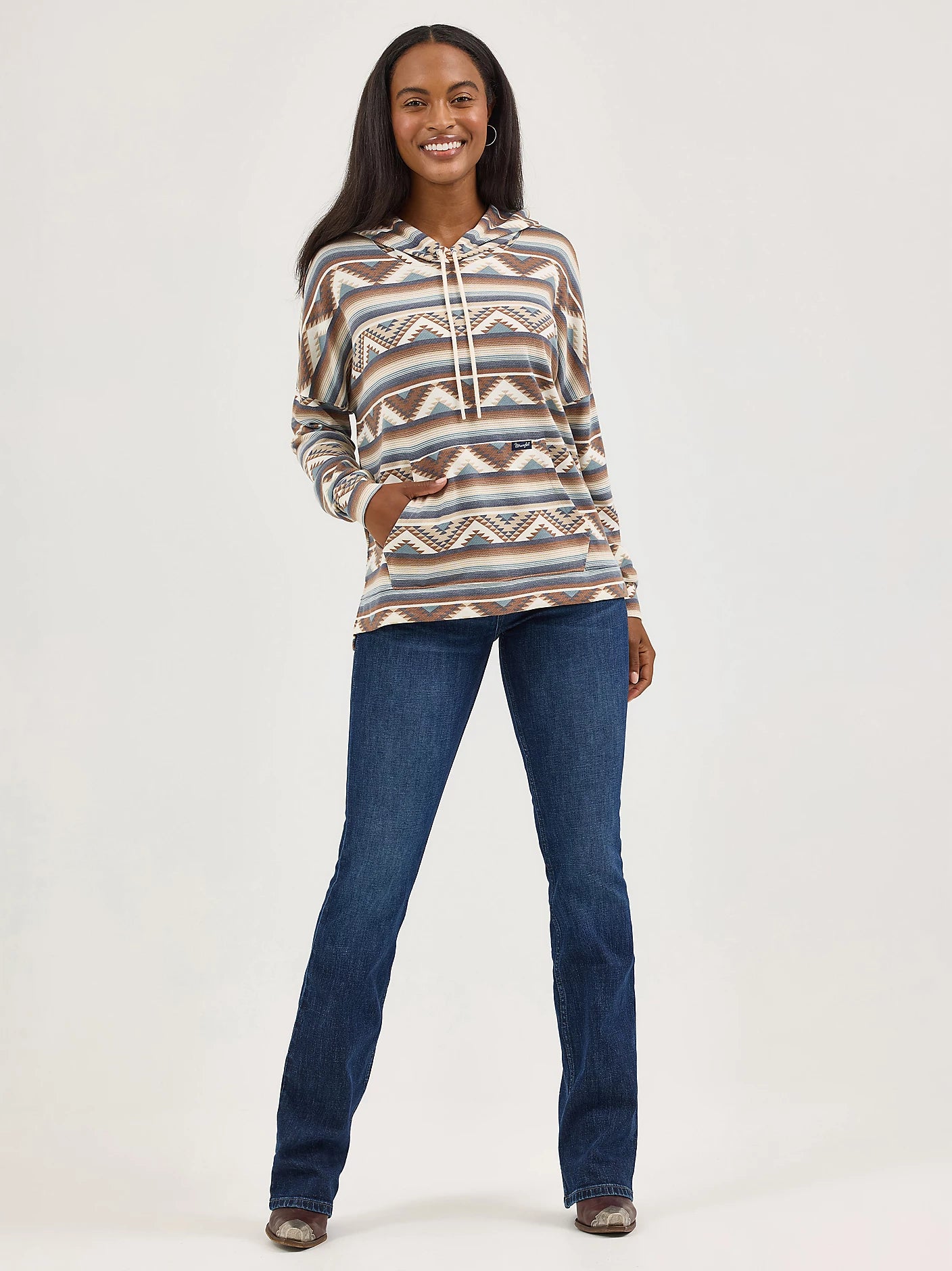 Wrangler® Women's Geometric Relaxed Pullover Hoodie 112367281