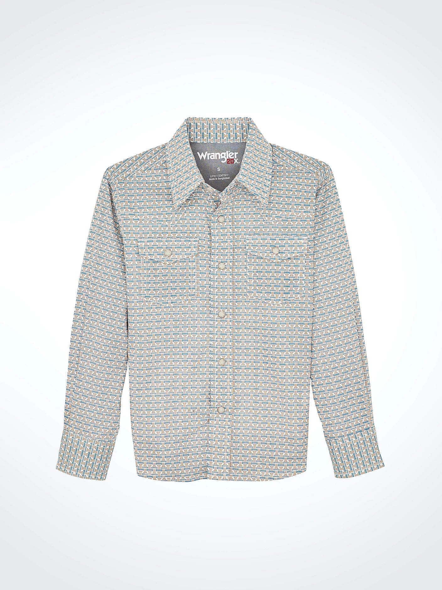 Boy's Wrangler® 20X® Advanced Comfort Western Snap Print Shirt 112367917