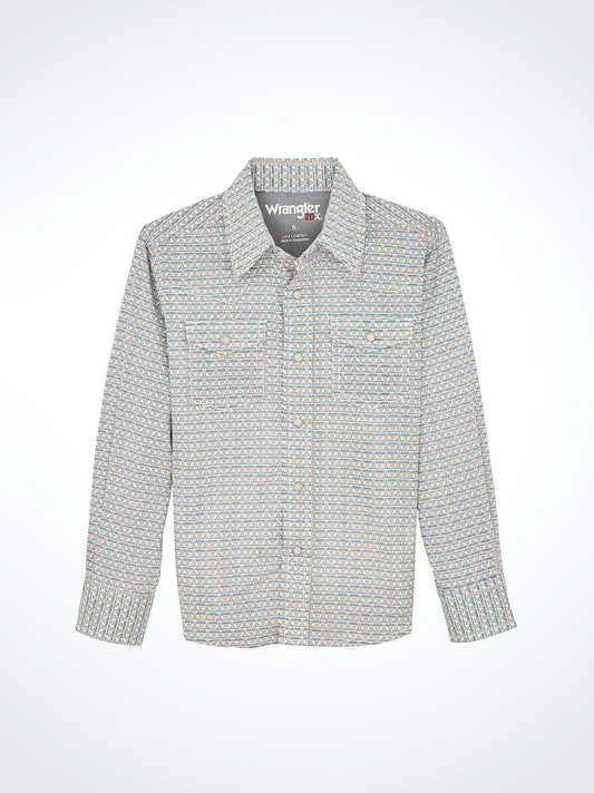 Boy's Wrangler® 20X® Advanced Comfort Western Snap Print Shirt 112367917