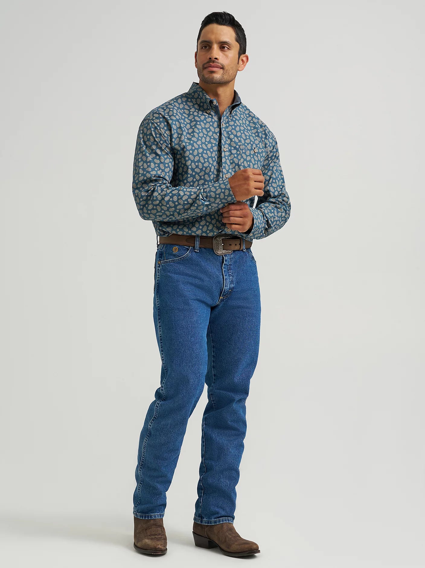 Wrangler® George Strait™ Men's Long Sleeve Button Down One Pocket Shirt 112368236